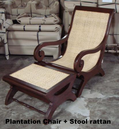 PlantationChair + stool rattan